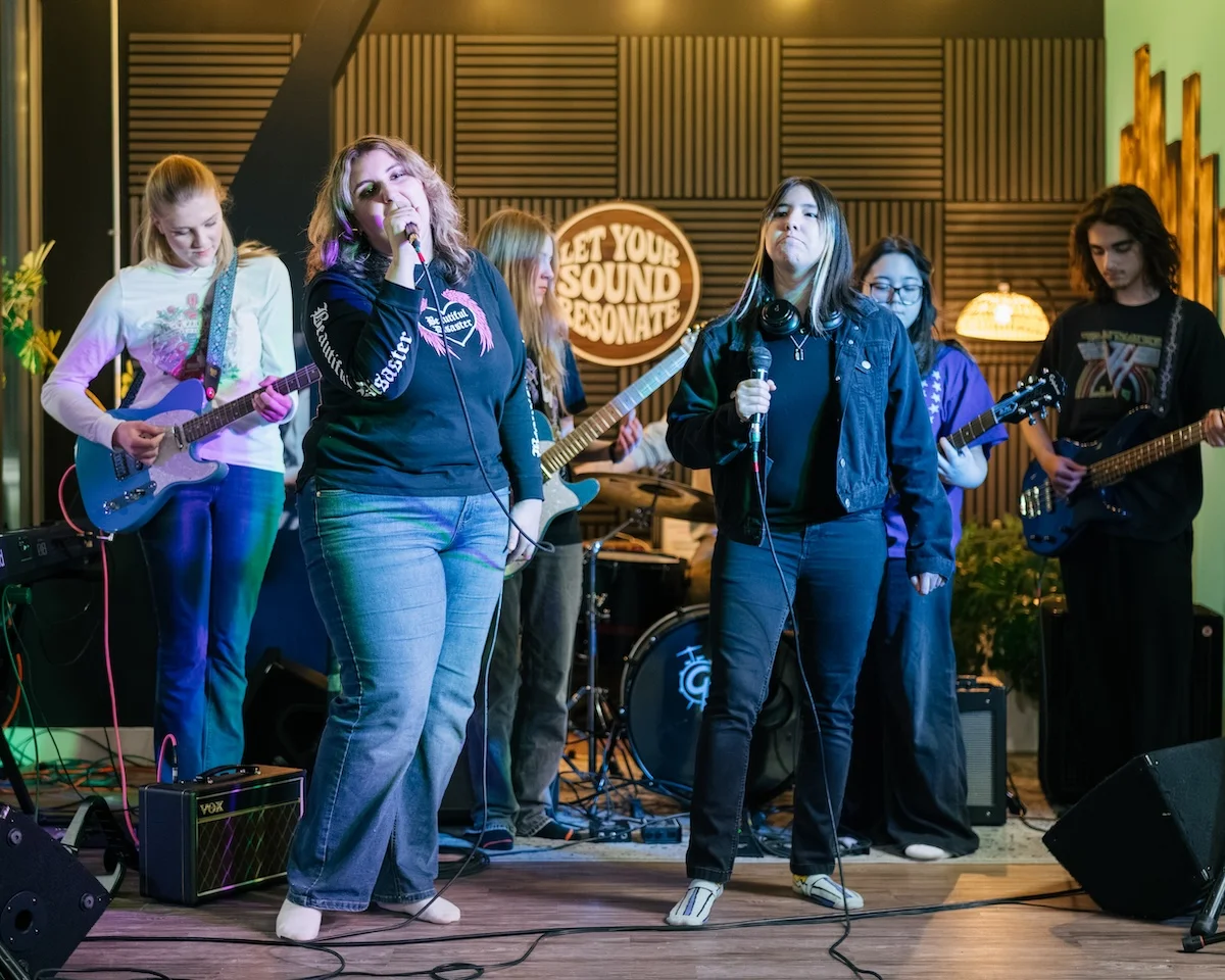 Band performing together at the Resonate After Hours Open Jam